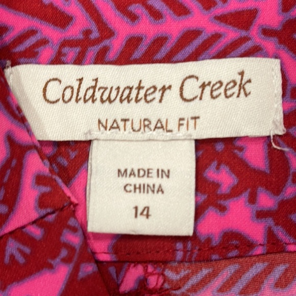 Coldwater Creek Pink Red Purple Crop Wide Leg Pants - Size 14 - Picture 7 of 8